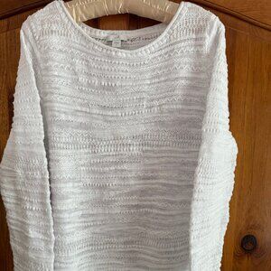 J JILL WHITE SLUB TEXTURED SWEATER SIZE SMALL NWOT